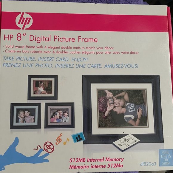 HP 8 inch Digital Picture Solid Wood Frame with 4 Double Mats DF820B4